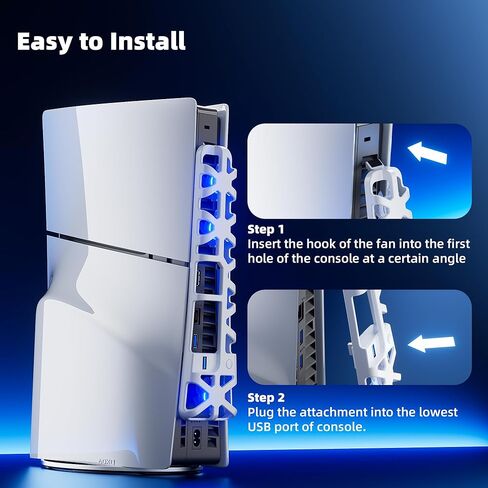 مروحة تبريد لوحدة تحكم بلاي ستيشن 5 سليم، مروحة تبريد خارجية مايتريكس لجهاز PS5 سليم مع اضاءة RGB و3 سرعات ومنفذ USB 3.0، مروحة تبريد هادئة لقرص PS5 سليم والاصدارات الرقمية، ابيض in Kuwait