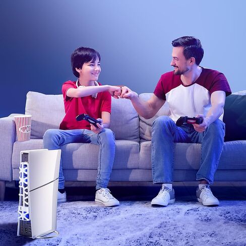 مروحة تبريد لوحدة تحكم بلاي ستيشن 5 سليم، مروحة تبريد خارجية مايتريكس لجهاز PS5 سليم مع اضاءة RGB و3 سرعات ومنفذ USB 3.0، مروحة تبريد هادئة لقرص PS5 سليم والاصدارات الرقمية، ابيض in Kuwait