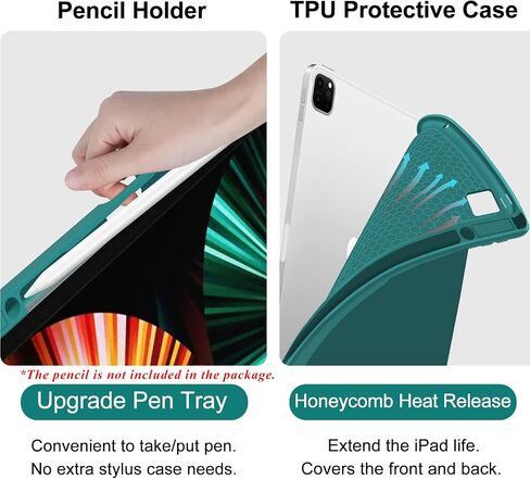iPad Pro 12.9 inch Case with Keyboard Compatible for iPad 12.9-inch 2022/2021/2020 (6th/5th/4th Gen) with Pencil Holder,Smart Folio Tablet Cover with 7 Color Backlit Detachable Wireless Keyboard in Kuwait