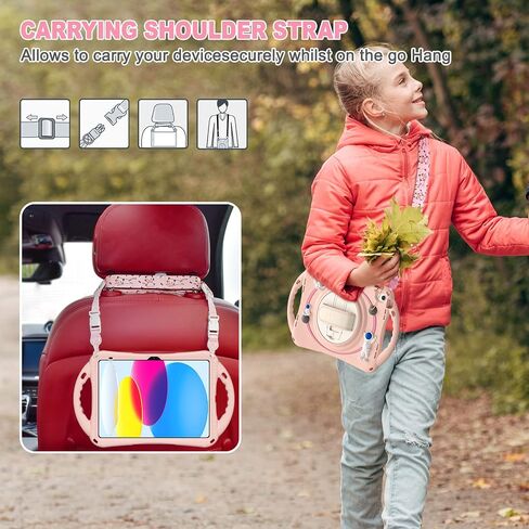 حافظة ZenRich iPad الجيل العاشر مقاس 10.9 بوصة 2022، A2757/A2777/A2696 حافظة متينة للحماية من السقوط لكامل الجسم مع [حامل أقلام] [حزام يد بمسند يدور 360 درجة] [حزام كتف]، أسود in Kuwait