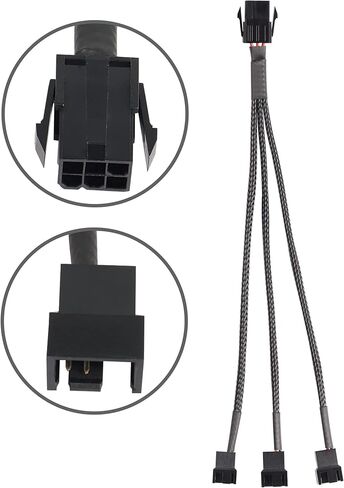 GRLRHONR 6 Pin PCI-E to 6 x 3Pin 4Pin PC Case Fan Sleeved Adapter Cable, 3/4Pin to 6 Pin Male Computer Cooler Cooling Fan Splitter Y Power Cable (Black 6 PIN to 6 x 3pin/4Pin) in Kuwait