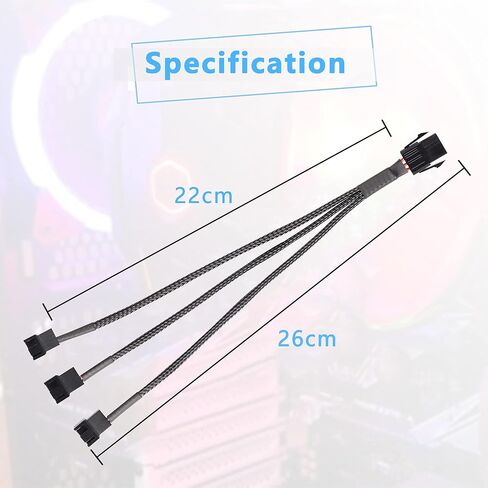 GRLRHONR 6 Pin PCI-E to 6 x 3Pin 4Pin PC Case Fan Sleeved Adapter Cable, 3/4Pin to 6 Pin Male Computer Cooler Cooling Fan Splitter Y Power Cable (Black 6 PIN to 6 x 3pin/4Pin) in Kuwait