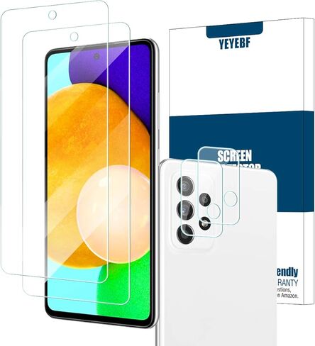 واي اي بي اف واقي شاشة شفاف من الزجاج المقوى لموبايل جالاكسي A52 HD + واقيات عدسة الكاميرا من ييبف، [2+2 عبوة] [زجاج ثلاثي الأبعاد] [مضاد للوهج] [خالي من الفقاعات] واقي شاشة زجاجي لسامسونج جالاكسي A52 in Kuwait
