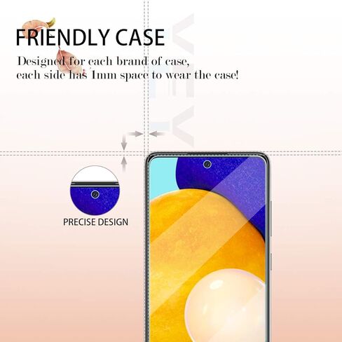 واي اي بي اف واقي شاشة شفاف من الزجاج المقوى لموبايل جالاكسي A52 HD + واقيات عدسة الكاميرا من ييبف، [2+2 عبوة] [زجاج ثلاثي الأبعاد] [مضاد للوهج] [خالي من الفقاعات] واقي شاشة زجاجي لسامسونج جالاكسي A52 in Kuwait