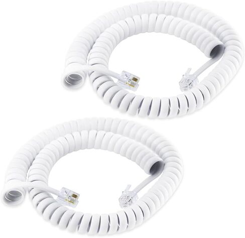 XANHAM Telephone Handset Cords Uncoiled 6.6 feet(Coiled 0.9 feet) with RJ9 4P4C Connectors Cable for Landline Phone, Black, 2 Pack, Universally Compatible, AV04804 in Saudi Arabia