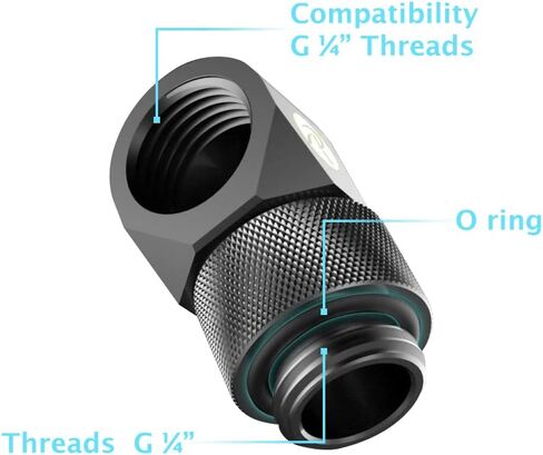 RAIJINTEK RAI - G1/4 FITTING MF0906 SILVER G1/4" ذكر إلى أنثى 90 درجة محول تركيب دوار، لنظام تبريد المياه، فضي، 6 عبوات (0R40B00238) in Kuwait