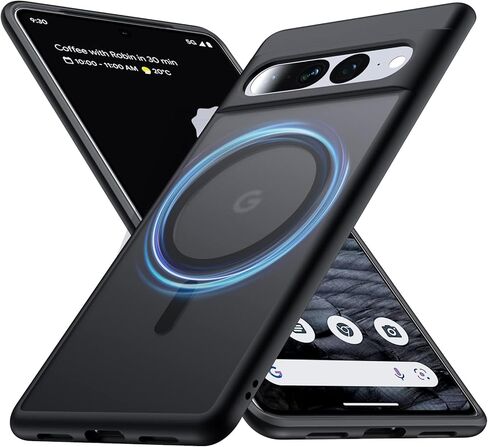 جراب FNDMIL مغناطيسي لهاتف Google Pixel 7 Pro [متوافق مع MagSafe] [مضاد لبصمات الأصابع] [مقاس نحيف] [مقاوم للصدمات العسكرية] غطاء هاتف Pixel 7 Pro 5G شفاف غير لامع مقاس 6.7 بوصة، أسود in Kuwait