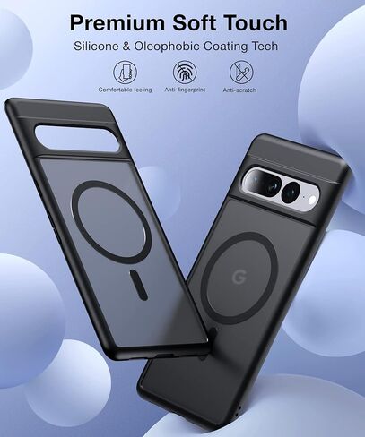 جراب FNDMIL مغناطيسي لهاتف Google Pixel 7 Pro [متوافق مع MagSafe] [مضاد لبصمات الأصابع] [مقاس نحيف] [مقاوم للصدمات العسكرية] غطاء هاتف Pixel 7 Pro 5G شفاف غير لامع مقاس 6.7 بوصة، أسود in Kuwait
