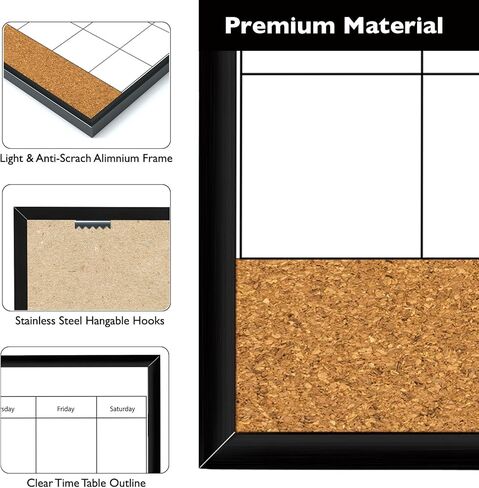 "سبورة بيضاء بتقويم DumanAsen، 16 × 16 لوحة بيضاء بتقويم شهري مغناطيسي للجدار، إطار من الألومنيوم لوحة بيضاء للتخطيط المحمول للمنزل والمكتب، تتضمن علامات وممحاة وأجهزة تعليق in Kuwait