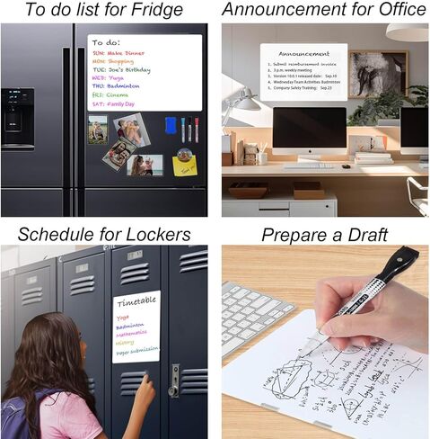 HouzeFun Magnetic Dry Erase Whiteboard for Refrigerator, Fridge Whiteboard for Kitchen,17"x11" White Board for Locker, Include 1 Eraser, 1 Bottle Opener Fridge Magnet, 2 4"x6" Photo Frames, 3 Markers in Kuwait