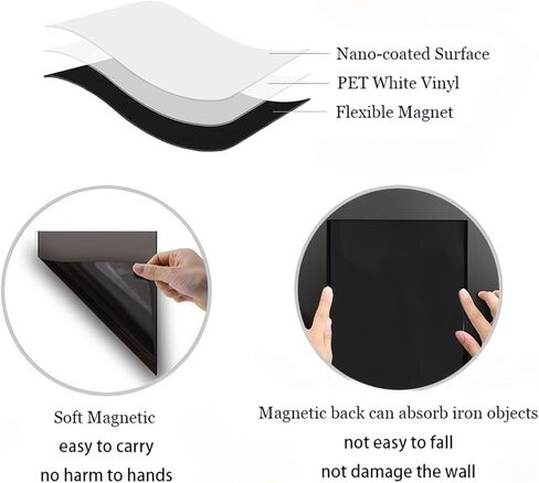 HouzeFun Magnetic Dry Erase Whiteboard for Refrigerator, Fridge Whiteboard for Kitchen,17"x11" White Board for Locker, Include 1 Eraser, 1 Bottle Opener Fridge Magnet, 2 4"x6" Photo Frames, 3 Markers in Kuwait