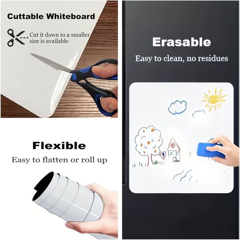 HouzeFun Magnetic Dry Erase Whiteboard for Refrigerator, Fridge Whiteboard for Kitchen,17"x11" White Board for Locker, Include 1 Eraser, 1 Bottle Opener Fridge Magnet, 2 4"x6" Photo Frames, 3 Markers in Kuwait