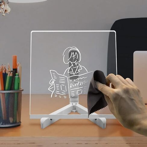 LED Note Board with Colors, Glowing Dry Erase Board with Stand and 7 Colored pens, Glowing Acrylic Board for Office School Home (5.9"x5.9" inch) in Kuwait