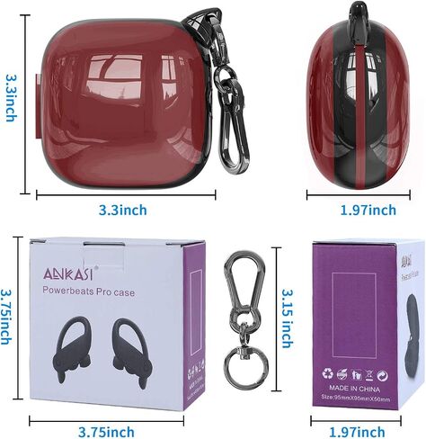 غطاء حافظة من السيليكون Ankasi متوافق مع Powerbeats Pro، غطاء حماية كامل من السيليكون مضاد للصدمات ومضاد للانزلاق لجراب Beats Powerbeats Pro (حافة سوداء - أسود) in Saudi Arabia