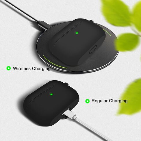 Linsaner for AirPods Pro Case Cover with Keychain,Comes with a Cleaning Pen, Full Protective Silicone Skin Accessories for Women Men Girl with Apple AirPods Pro Case,Front LED Visible，Black in Kuwait