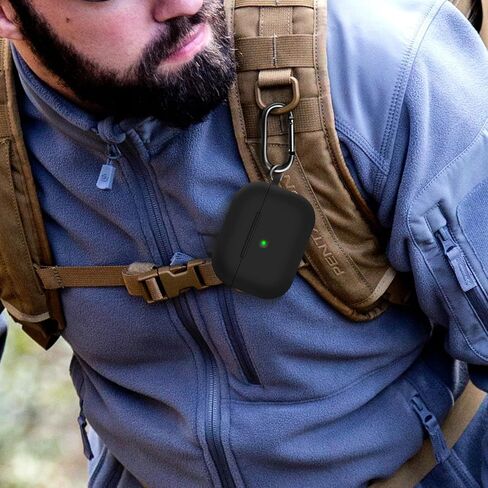 Linsaner for AirPods Pro Case Cover with Keychain,Comes with a Cleaning Pen, Full Protective Silicone Skin Accessories for Women Men Girl with Apple AirPods Pro Case,Front LED Visible，Black in Kuwait