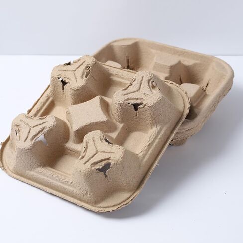 عبوة من 50 قطعة من حاملات المشروبات القابلة للتحلل البيولوجي للاستعمال مرة واحدة من يوبوزويف - حامل اكواب توصيل من الياف اللب - مصمم لحمل المشروبات الساخنة والباردة بشكل امن in Kuwait