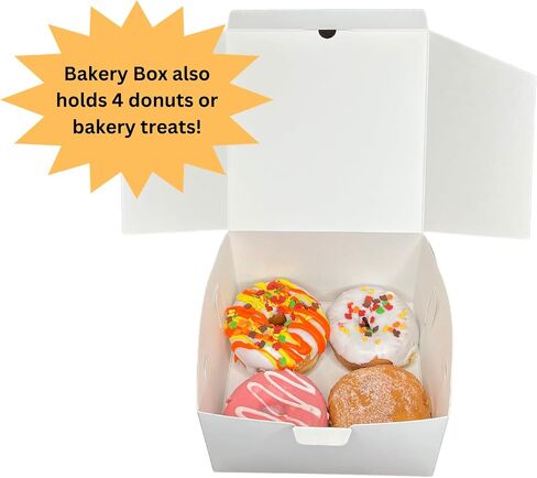ARTCORR 4 Cupcake Boxes 10 Count, 7"x 7" x 4" White Bakery Boxes - No Window, Great For Gifting, Stackable - Tray Insert For Standard And Jumbo Gourmet Cupcakes in Saudi Arabia