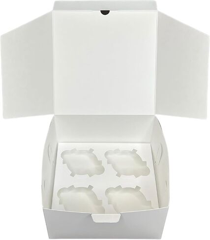 ARTCORR 4 Cupcake Boxes 10 Count, 7"x 7" x 4" White Bakery Boxes - No Window, Great For Gifting, Stackable - Tray Insert For Standard And Jumbo Gourmet Cupcakes in Saudi Arabia