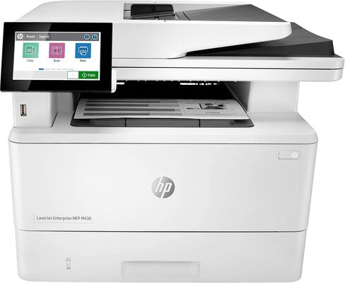 طابعة ليزر HP Laserjet Enterprise MFP M430f الكل في واحد سلكية أحادية اللون، بيضاء - طباعة مسح ضوئي وفاكس - شاشة LCD 4.3 بوصة، 40 صفحة في الدقيقة، طباعة تلقائية على الوجهين، وحدة التغذية التلقائية للمستندات سعة 50 ورقة، إيثرنت (متجدد) in Kuwait