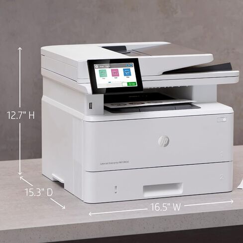 طابعة ليزر HP Laserjet Enterprise MFP M430f الكل في واحد سلكية أحادية اللون، بيضاء - طباعة مسح ضوئي وفاكس - شاشة LCD 4.3 بوصة، 40 صفحة في الدقيقة، طباعة تلقائية على الوجهين، وحدة التغذية التلقائية للمستندات سعة 50 ورقة، إيثرنت (متجدد) in Kuwait