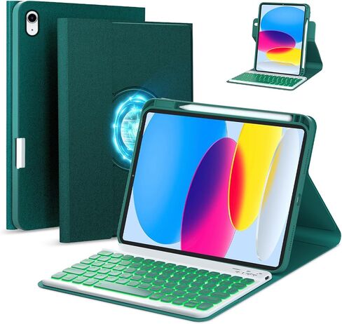 Keyboard Case for iPad 10th Generation 10.9 inch 2022, Wireless Detachable BT Backlit Keyboard Cover, 360 Rotatable Clear Case with Pencil Holder, Tablet Keyboard Case for iPad 10th Gen TL in Kuwait