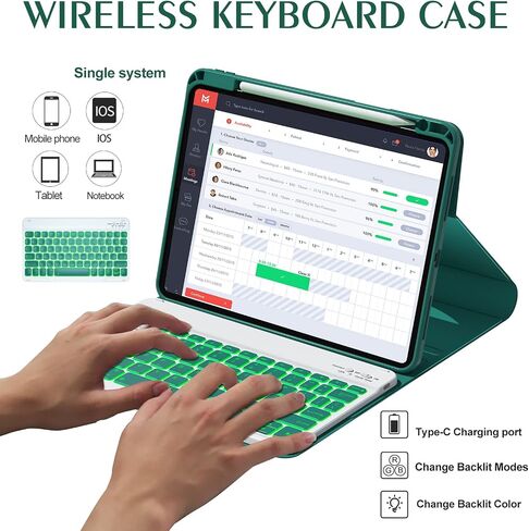 Keyboard Case for iPad 10th Generation 10.9 inch 2022, Wireless Detachable BT Backlit Keyboard Cover, 360 Rotatable Clear Case with Pencil Holder, Tablet Keyboard Case for iPad 10th Gen TL in Kuwait