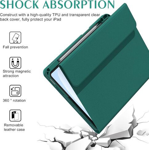 Keyboard Case for iPad 10th Generation 10.9 inch 2022, Wireless Detachable BT Backlit Keyboard Cover, 360 Rotatable Clear Case with Pencil Holder, Tablet Keyboard Case for iPad 10th Gen TL in Kuwait