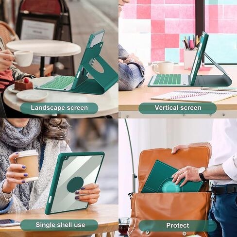 Keyboard Case for iPad 10th Generation 10.9 inch 2022, Wireless Detachable BT Backlit Keyboard Cover, 360 Rotatable Clear Case with Pencil Holder, Tablet Keyboard Case for iPad 10th Gen TL in Kuwait