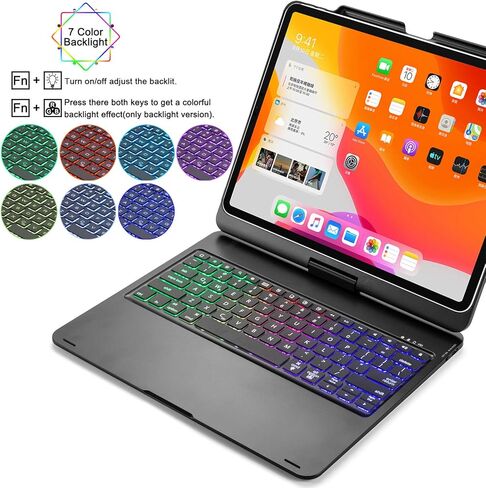 حافظة لوحة مفاتيح Hafly 2018/2020 iPad Pro 12.9 بوصة بإضاءة خلفية رفيعة محمولة 360 درجة قابلة للتدوير بلوتوث 5.0 مع بطارية مدمجة قابلة للشحن (وردي) in Kuwait