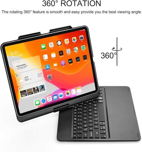 حافظة لوحة مفاتيح Hafly 2018/2020 iPad Pro 12.9 بوصة بإضاءة خلفية رفيعة محمولة 360 درجة قابلة للتدوير بلوتوث 5.0 مع بطارية مدمجة قابلة للشحن (وردي) in Kuwait