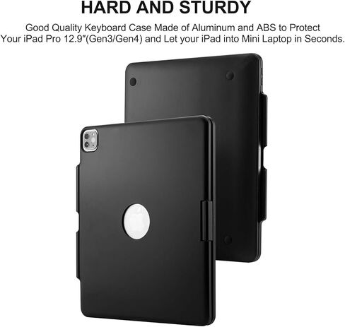 حافظة لوحة مفاتيح Hafly 2018/2020 iPad Pro 12.9 بوصة بإضاءة خلفية رفيعة محمولة 360 درجة قابلة للتدوير بلوتوث 5.0 مع بطارية مدمجة قابلة للشحن (وردي) in Kuwait