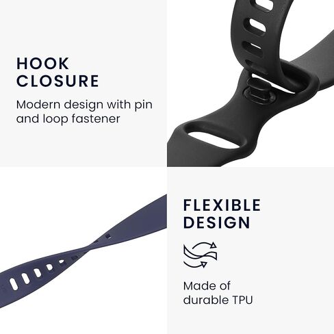 kwmobile Silicone Bands Compatible with Fitbit Versa 4 / Sense 2 / Versa 3 / Sense (Set of 2) - Size L 6.8-9.4 inches (17.2-23.8 cm) - Black/Dark Blue in Saudi Arabia