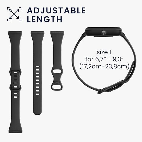kwmobile Silicone Bands Compatible with Fitbit Versa 4 / Sense 2 / Versa 3 / Sense (Set of 2) - Size L 6.8-9.4 inches (17.2-23.8 cm) - Black/Dark Blue in Saudi Arabia