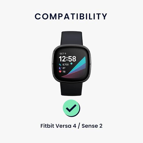 kwmobile Silicone Bands Compatible with Fitbit Versa 4 / Sense 2 / Versa 3 / Sense (Set of 2) - Size L 6.8-9.4 inches (17.2-23.8 cm) - Black/Dark Blue in Saudi Arabia