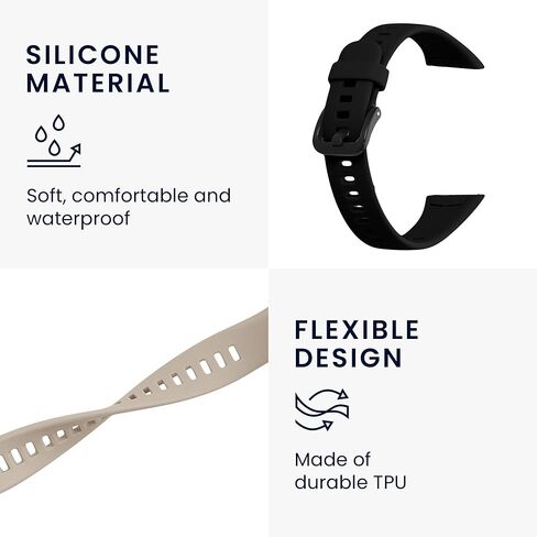 kwmobile Straps Compatible with Huawei Band 6 Straps - 2x Replacement Silicone Watch Bands - Black/Moss Green in Kuwait