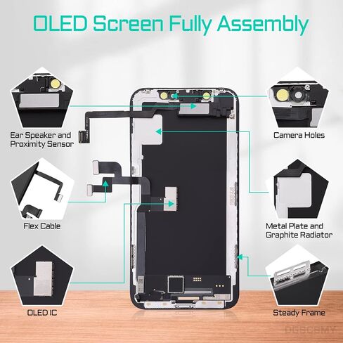 DGSCSMY [OLED] for iPhone X Screen Replacement with Front Speaker Proximity Sensor 5.8" OLED for iPhone 10 3D Touch Display Digitizer Full Assembly Fix Tool Repair Kit Front Glass A1865 A1901 A1902 in Saudi Arabia