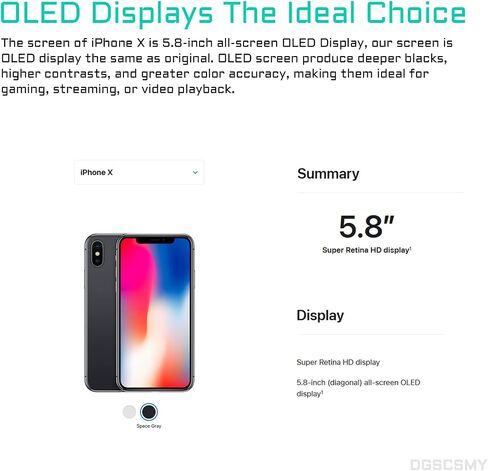 DGSCSMY [OLED] for iPhone X Screen Replacement with Front Speaker Proximity Sensor 5.8" OLED for iPhone 10 3D Touch Display Digitizer Full Assembly Fix Tool Repair Kit Front Glass A1865 A1901 A1902 in Saudi Arabia