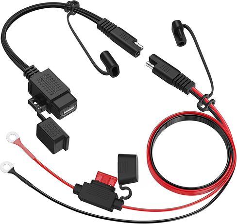 MICTUNING 5.5FT 10AWG مقبس الطاقة SAE منفذ الجدار الجانبي إلى SAE الحبل موصل سريع تمديد كابل تسخير، 12V-24V مع غطاء الغبار و 6 الصمامات للسيارات RV دراجة نارية لوحة للطاقة الشمسية SAE التوصيل in Kuwait