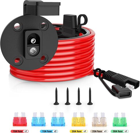 MICTUNING 5.5FT 10AWG مقبس الطاقة SAE منفذ الجدار الجانبي إلى SAE الحبل موصل سريع تمديد كابل تسخير، 12V-24V مع غطاء الغبار و 6 الصمامات للسيارات RV دراجة نارية لوحة للطاقة الشمسية SAE التوصيل in Kuwait