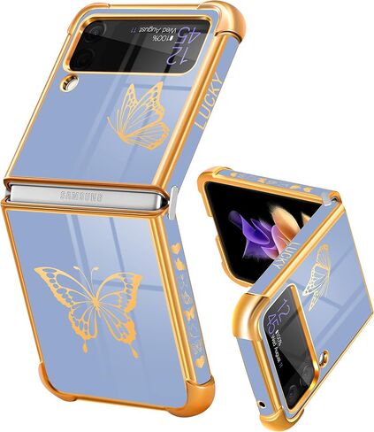 حافظة Goocrux لهاتف Samsung Galaxy Z Flip 4 على شكل فراشة للنساء والفتيات، حافظات هاتف جميلة للبنات، تصميم فراشات سوداء وذهبية لطيفة، غطاء عصري جمالي لهاتف Galaxy Z Flip 4 5G 6.7 بوصة in Kuwait