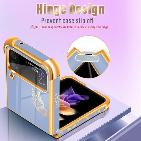حافظة Goocrux لهاتف Samsung Galaxy Z Flip 4 على شكل فراشة للنساء والفتيات، حافظات هاتف جميلة للبنات، تصميم فراشات سوداء وذهبية لطيفة، غطاء عصري جمالي لهاتف Galaxy Z Flip 4 5G 6.7 بوصة in Kuwait