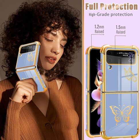 حافظة Goocrux لهاتف Samsung Galaxy Z Flip 4 على شكل فراشة للنساء والفتيات، حافظات هاتف جميلة للبنات، تصميم فراشات سوداء وذهبية لطيفة، غطاء عصري جمالي لهاتف Galaxy Z Flip 4 5G 6.7 بوصة in Kuwait