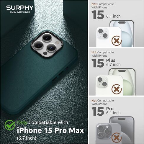 حافظة جلدية مصممة خصيصًا لهاتف iPhone 15 Pro Max مع واقي شاشة متوافق مع MagSafe، حافظة جلدية صناعية (أزرار معدنية وبطانة من الألياف الدقيقة) لهاتف 15 Pro Max 6.7 بوصة 2023، بني in Saudi Arabia