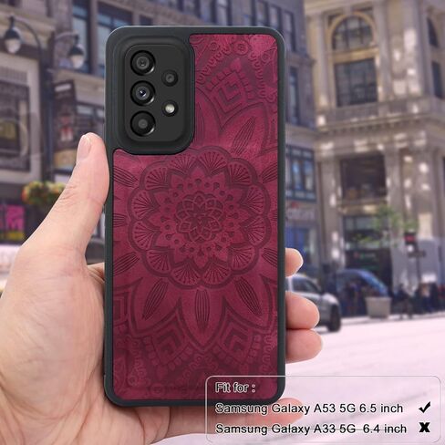 حافظة جلدية بسحاب مغناطيسي قابل للفصل من هاريشيل مع جيب للعملات المعدنية و12 فتحة للبطاقات وحزام معصم لهاتف سامسونج جالاكسي A53 5G (2022) زهرة (أرجواني) in Kuwait