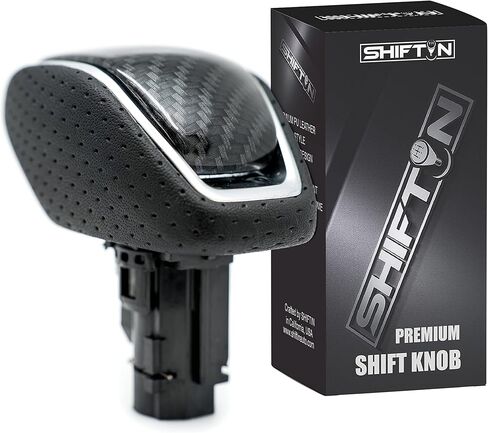 SHIFTIN الجلود الخشب تقليم ألياف الكربون والعتاد التحول المقبض عصا علبة التروس شيفتر رافعة لتويوتا هايلاندر Rav4 Venza 2019 2020 2022 (جلد أسود/نمط ألياف الكربون) in Kuwait