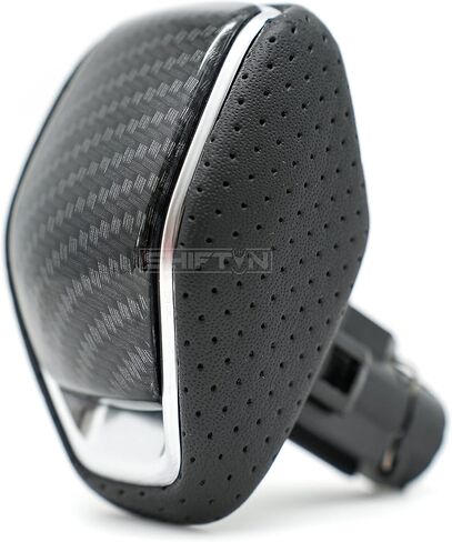 SHIFTIN الجلود الخشب تقليم ألياف الكربون والعتاد التحول المقبض عصا علبة التروس شيفتر رافعة لتويوتا هايلاندر Rav4 Venza 2019 2020 2022 (جلد أسود/نمط ألياف الكربون) in Kuwait