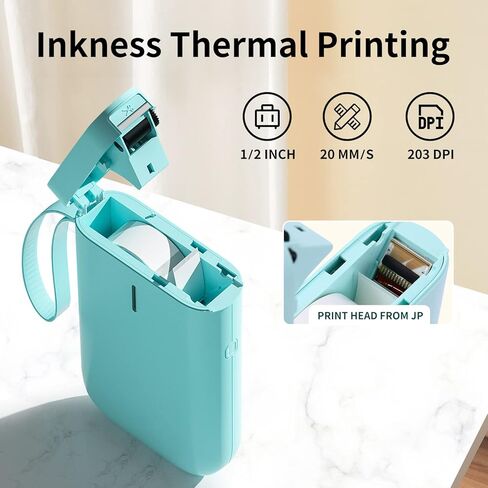 آلة صنع الملصقات DEEPIN، صانع ملصقات بلوتوث محمول مع شريط، طابعة ملصقات حرارية، قوالب متعددة للهاتف، طابعة ملصقات ملصقات صغيرة لتنظيم مكاتب الأعمال باللون الأسود in Kuwait
