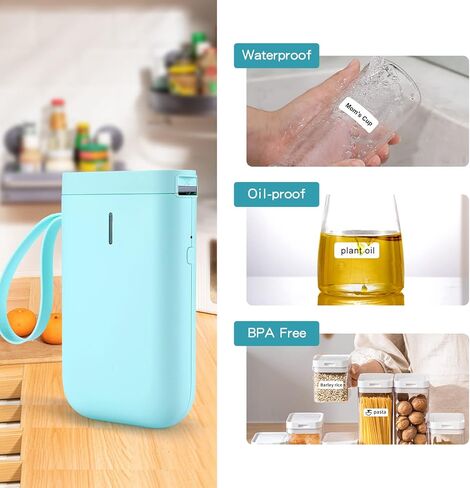 آلة صنع الملصقات DEEPIN، صانع ملصقات بلوتوث محمول مع شريط، طابعة ملصقات حرارية، قوالب متعددة للهاتف، طابعة ملصقات ملصقات صغيرة لتنظيم مكاتب الأعمال باللون الأسود in Kuwait