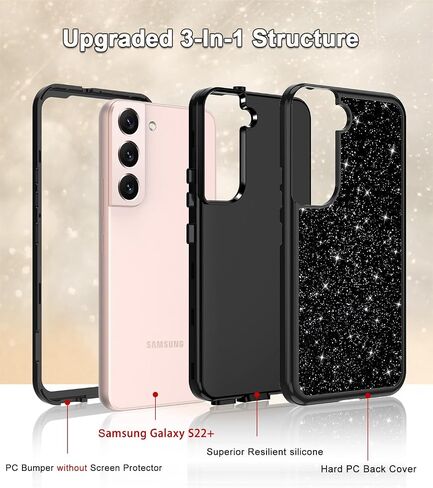 Btscase for Samsung Galaxy S22 Plus 5G Case, Marble Pattern 3 in 1 Heavy Duty Shockproof Full Body Rugged Hard PC+Soft Silicone Drop Protective Women Girl Covers for S22 Plus, Cobalt Violet in Kuwait
